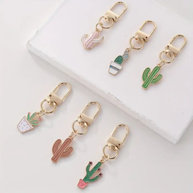 6 pcs/set cactus keychain