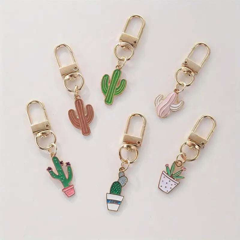 6 pcs/set cactus keychain
